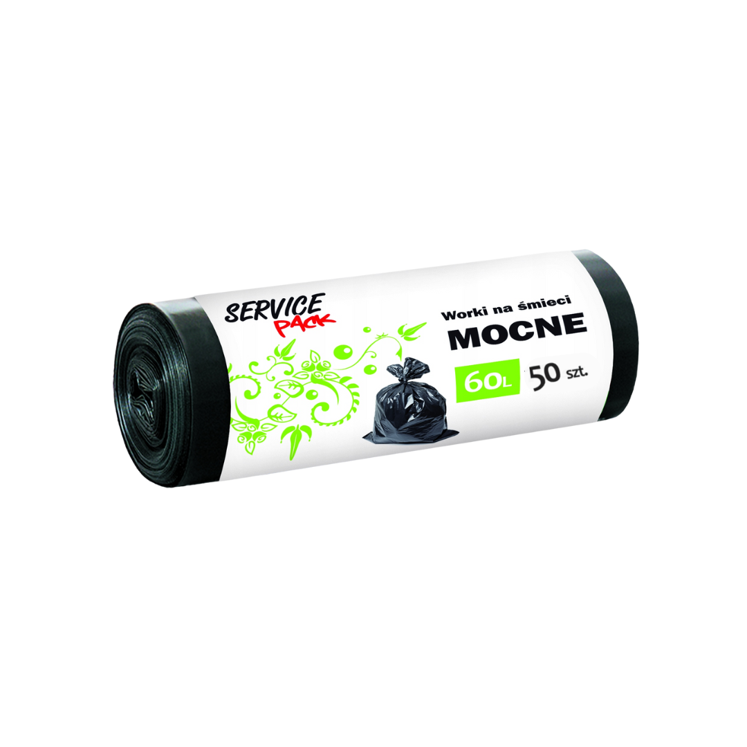 Worki na śmieci mocne Service Pack uniwersalne 50szt 60l