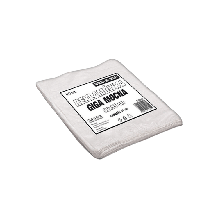 Reklamówka torba HDPE giga mocna 51µm  100szt 30x55 odra pak